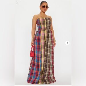 Plaid Strapless Romper